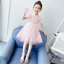 Girls small scents windy dress 2021 new summer dress princess dress 7 little girl short sleeve foreign air fluffy dress 8