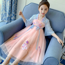 Girls Spring and Summer Hanfu Dress 2020 New style Super Fairy Girl Princess Dress Childrens Dress Chest