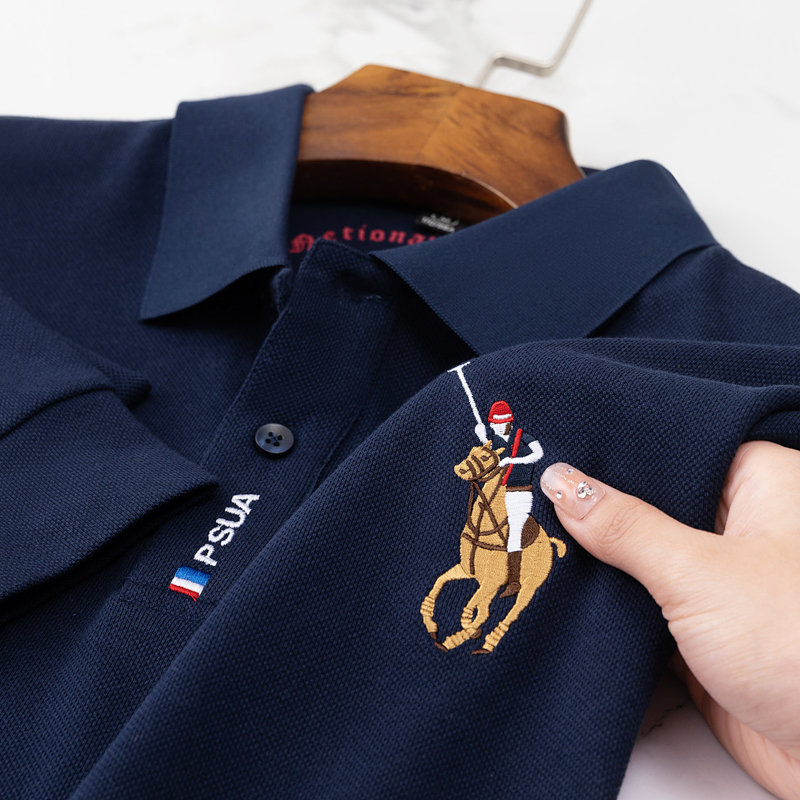 Exported to the Us! 100% Cotton Fabric! High-End Brand Polo Shirt with Original Tags Removed, Long-Sleeved Men's Collared Shirt, Autumn Model for Export