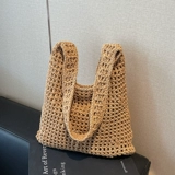 Вязаная сумка ручной работы, сумка через плечо, модная вместительная и большая пляжная сумка на одно плечо, городской стиль