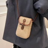 Пляжная соломенная сумка через плечо, летняя плетеная сумка для телефона