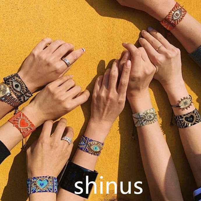 ins Internet Celebrity New Style Miyuki Seed Bead Handmade Wide Women's Bracelet Evil Eye Turkish Amulet Jewelry