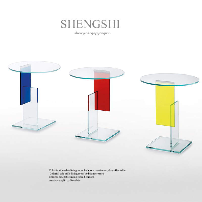 Acrylic edge a few Nordic light lavish modern living room creative designer tea table tennis red color transparent round table corner a few