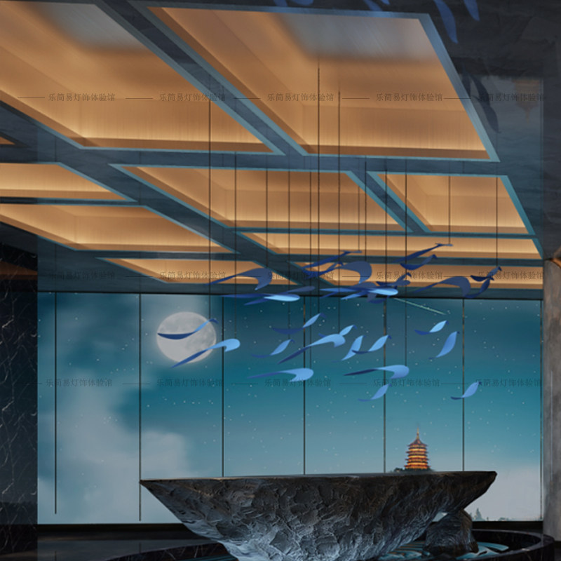 Hotel lobby air hanging club art exhibition hall sample house exhibition center project soft decoration flying bird acrylic decorative hanging