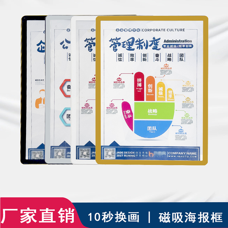Aluminum Alloy Picture Frame Display Board Hospital Narrow-Edge Acrylic Photo Frame Wall-Mounted Elevator Advertising Frame Rounded Corner Magnetic Poster Frame