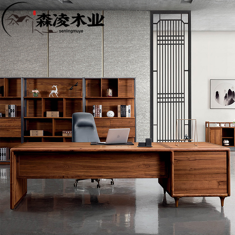 New Chinese style solid wood boss desk and chair combination office furniture simple president supervisor single desk executive desk