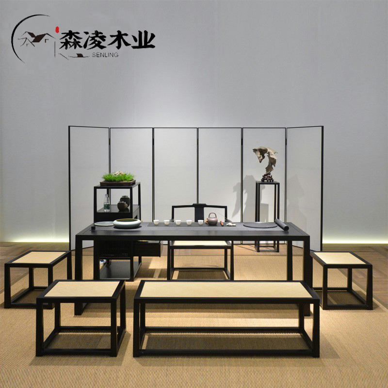 New Chinese style tea table and chair tea set one combination solid wood tea table light luxury simple modern household Zen tea table