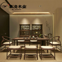 New Chinese tea table and chairs combined Zen solid wood small tea table minimalist modern tea table tea set integrated office