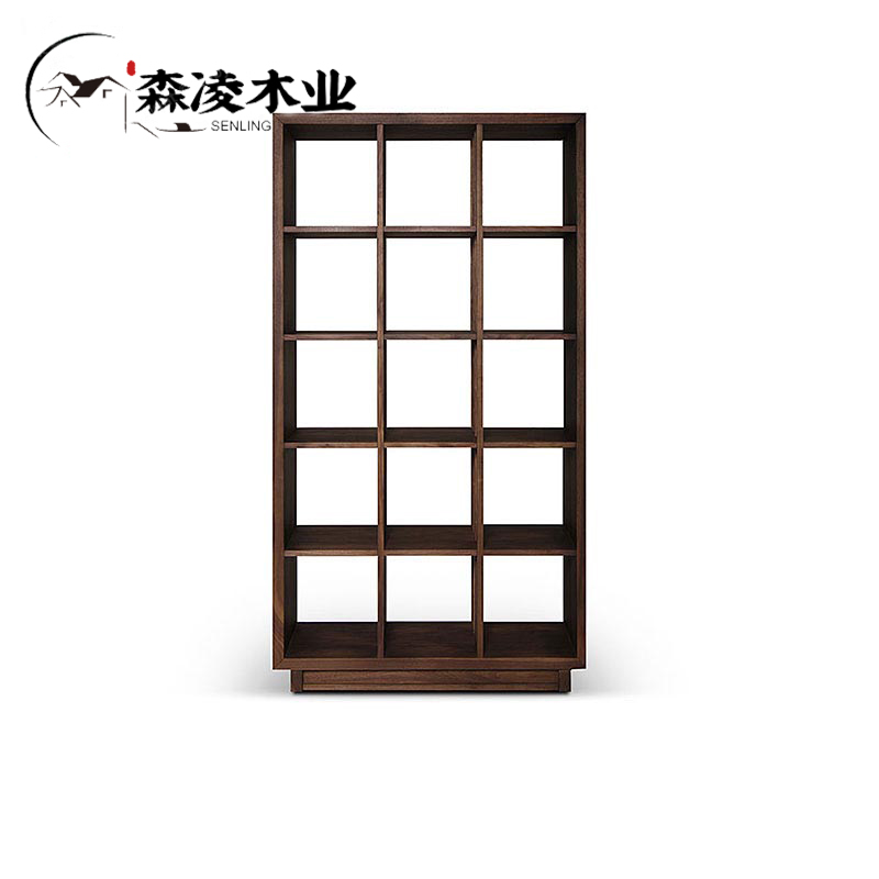 Modern New Chinese Bogu Shelf Solid Wood Duobao Pavilion Partition Shelf Display Shelf Bookshelf Walnut Furniture Customization