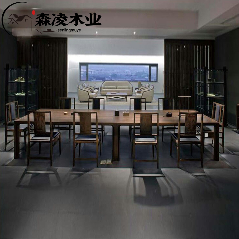 New Chinese style solid wood conference table modern Chinese style conference table simple desk conference room meeting long table furniture