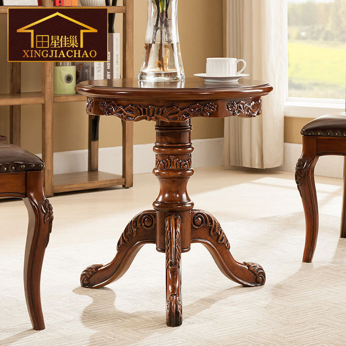 American solid wood small round table sofa side table seating corner several small coffee table leisure side table conversation table side cabinet small table