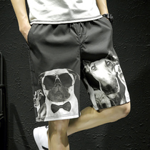Shorts male tide brand ins summer dog printed large-scale beach sweatpants Hong Kong tide recreational pants penny