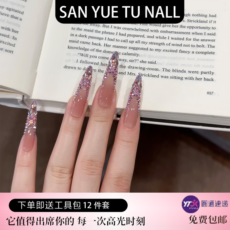[Crystal Shoes Feature Swarovski Elements] Summer Collection Full Diamond Nail Art March Rabbit Handmade Press-On Nails