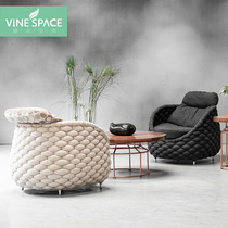 Nordic creative leisure rattan chair Designer outdoor furniture Balcony Hotel villa Model room Courtyard rattan sofa