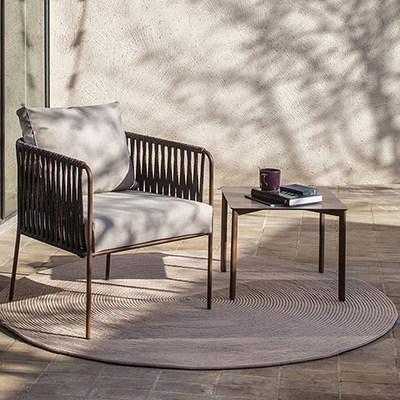 Outdoor Single Sofa Fujii Chair Dining Table And Chairs Balcony Combined Nordic Waterproof Rattan choreography Courtyard Folk Sleeping small tea table