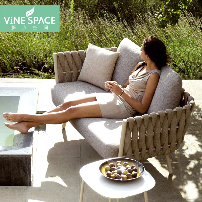 Balcony Outdoor Single Sofa Rattan Chair Nordic Recliner Tables and Chairs Waterproof Terrace Balcony Hotel Courtyard Simple Garden