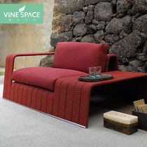 Custom creative outdoor sofa rattan chair combination Living room Balcony Courtyard Hotel leisure coffee table Living room lying bed recliner