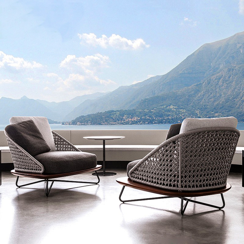 Outdoor rattan sofa tables and chairs rattan chairs solid wood teak homestay terrace garden balcony sales department courtyard waterproof and sunscreen