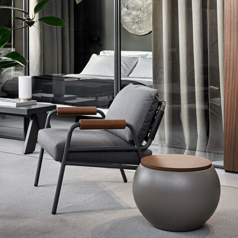 Outdoor indoor single sofa rattan chair balcony small coffee table sales department model room furniture combination dining table and chairs Nordic