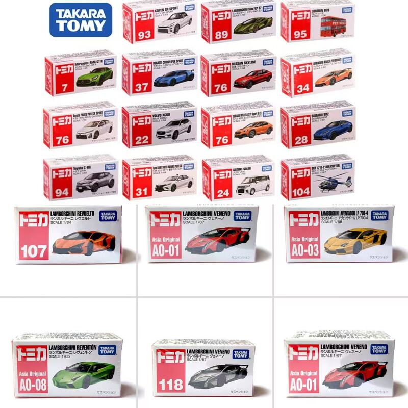 Tomy Tomica Red and White Box 1-30 Car Model Toys Metal Tomica Educational Sliding 6-Piece Set Free Shipping