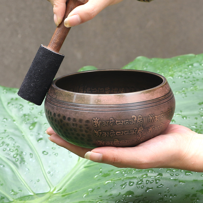Nepal Handmade Buddha Sound Bowl Yoga Meditation Sophel Sound Therapy Six-character True Words Jingxin Bowl Yoga Pawn Bowl