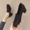 Hong Kong net red black small leather shoes women's British 2021 spring joker soft leather loafers thick heels high heels single shoes women