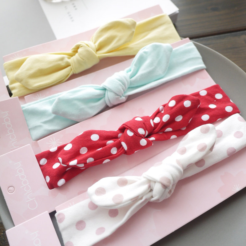 Baby girl princess pure cotton rabbit ear butterfly knot with children with 100 days hair decoration 0 - 6 - 12 months newborn baby