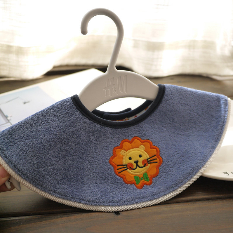 Class A pure cotton without fluorescent agent waterproof 360 degree rotating baby boy baby saliva towel bib cartoon double-sided