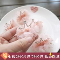 Children hairclip handmade crown pink mesh disc girl hair accessories headwear top clip girls side clip baby hairclip
