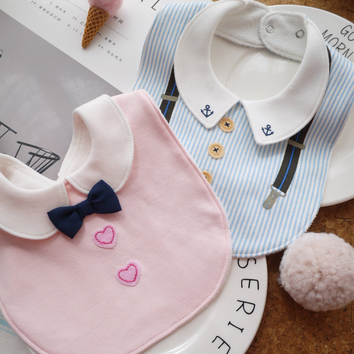 Waterproof U Class A non-fluorescent pure cotton 3D three-dimensional men and women bow tie collar baby bib saliva towel