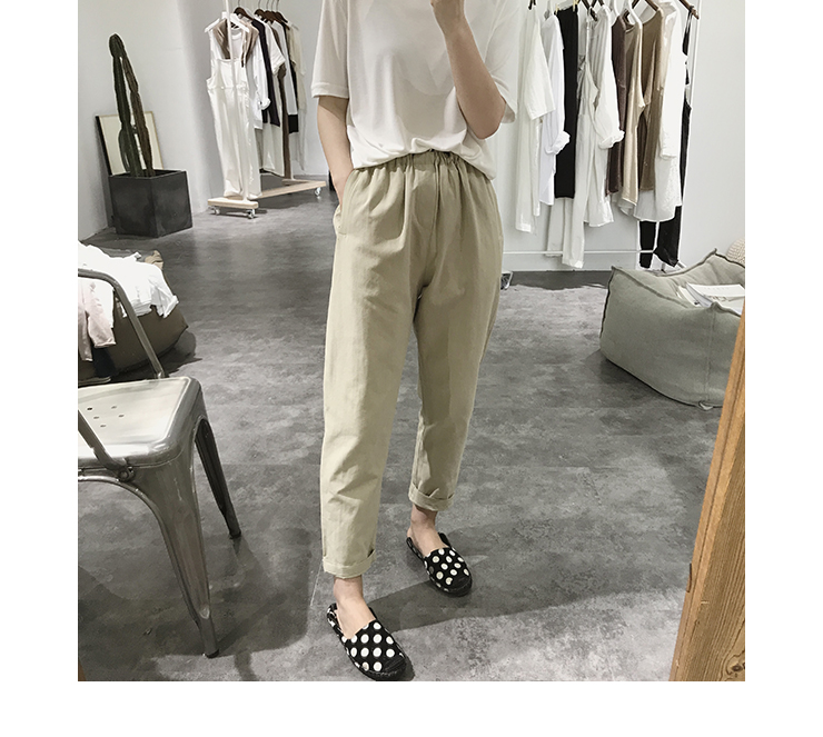 Quần cotton chín mùa xuân hè hè phiên bản Hàn Quốc của quần thun thun quần lọt khe quần âu cao eo cao - Quần Harem quần nữ cá tính