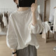 Lantern sleeve t-shirt women's spring and autumn new loose and age-reducing slimming small fresh and simple three-quarter sleeve cotton top