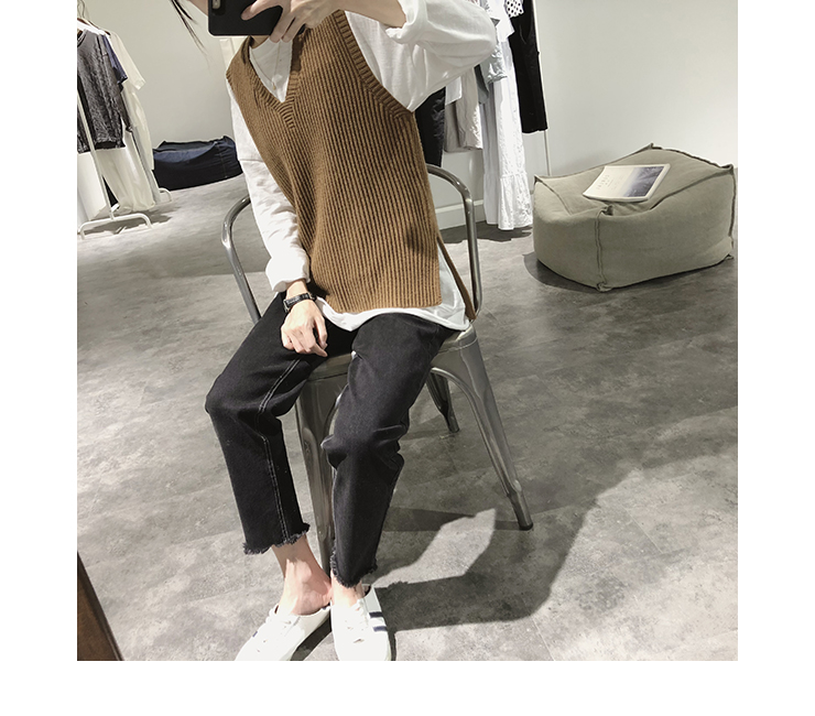 Áo khoác vest nữ mùa xuân và mùa thu slim slim retro phiên bản Hàn Quốc của áo len cổ lọ đơn giản không tay áo dạ nữ dáng ngắn