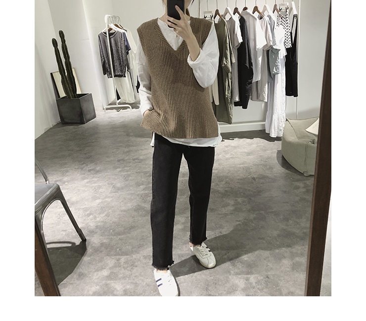 Áo khoác vest nữ mùa xuân và mùa thu slim slim retro phiên bản Hàn Quốc của áo len cổ lọ đơn giản không tay áo dạ nữ dáng ngắn