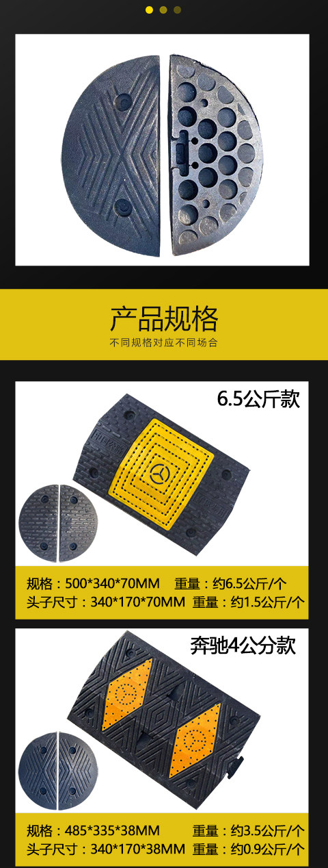 减速带橡胶道路减速板路口减速坡橡塑车库减速垄缓冲带减震板路障-阿里巴巴