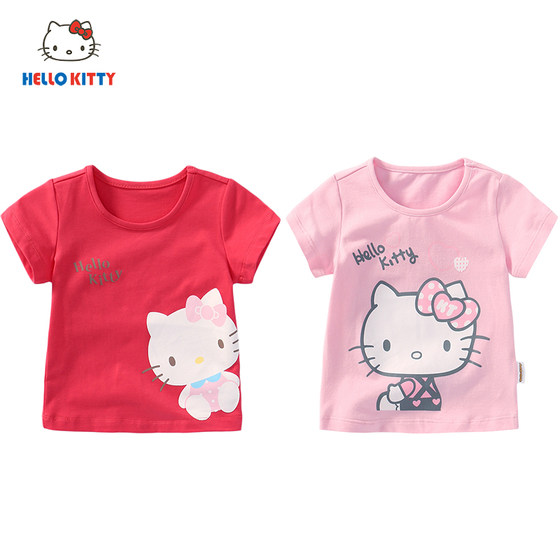 HelloKitty children's clothing girls summer thin short-sleeved tops cute new cotton short-sleeved T-shirt two-piece