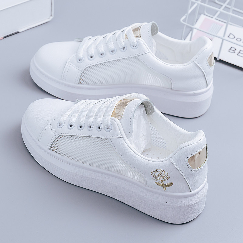 Small white shoes women's mesh surface breathable Hong Kong 2021 new summer net red thick bottom trendy shoes students sports and leisure sneakers