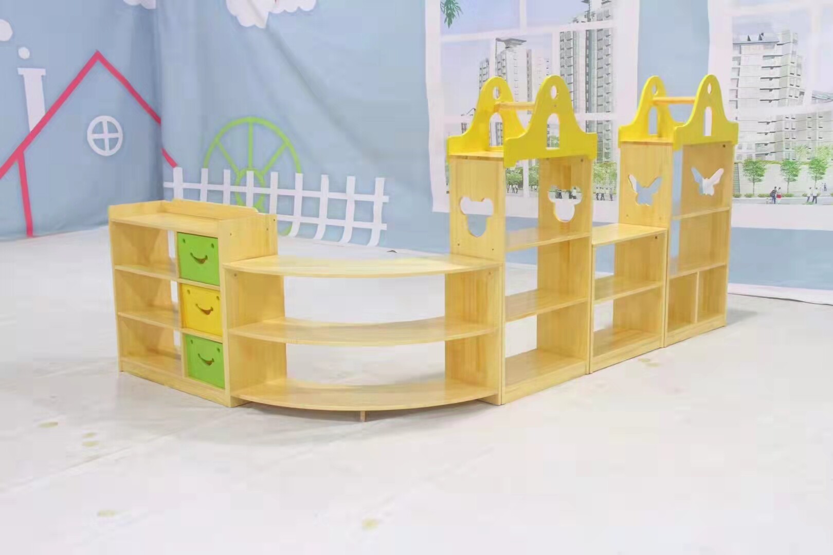 Kindergarten toy storage storage bag cabinet Zhangzi pine children's cabinet shelf area corner combination bookshelf boutique