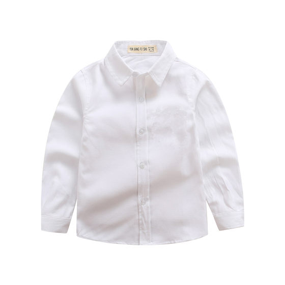 Boys' pure cotton white shirt, long-sleeved children's white shirt, spring and autumn, little boy, middle-aged, primary school student performance uniform, school uniform