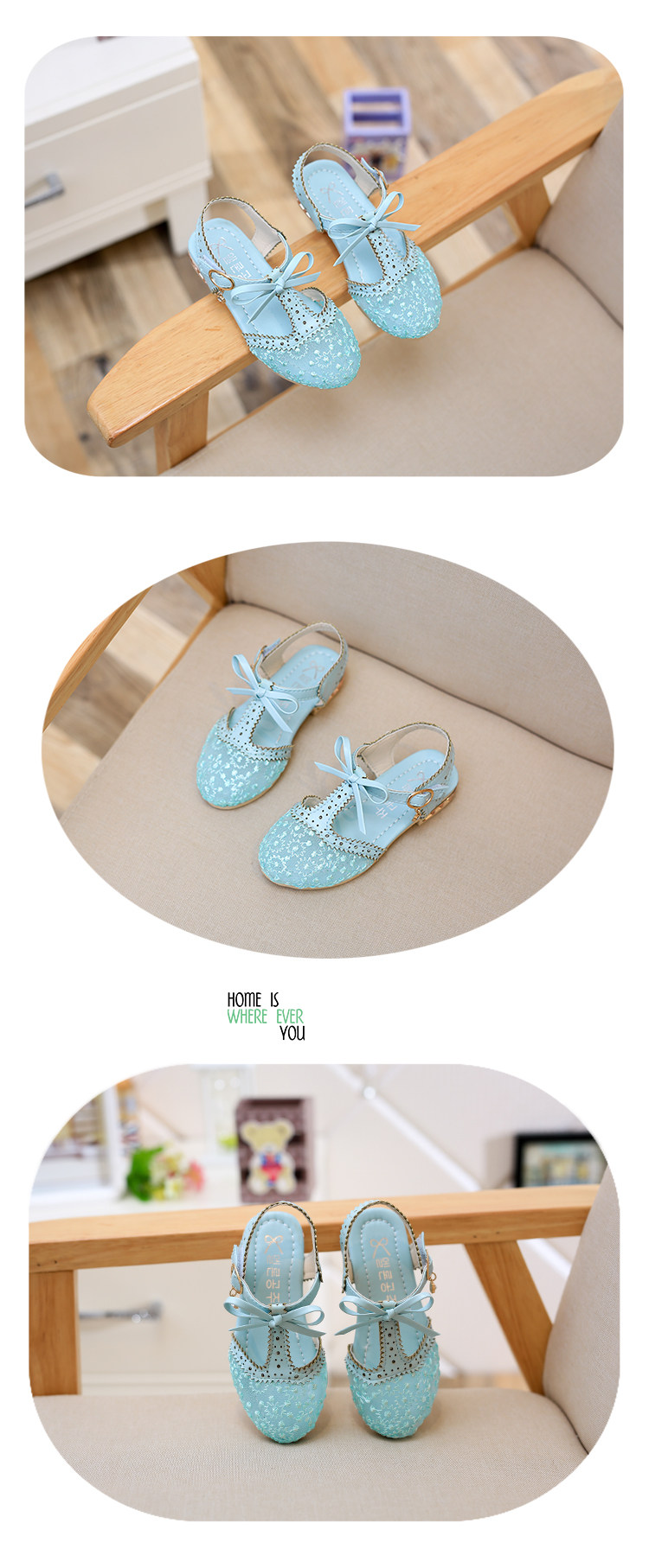 Pantoufles enfants en similicuir pour été - semelle tendon - Ref 1033801 Image 6