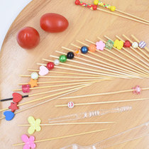 Disposable Fruit Fork Art Creative Guan East Cooking Sushi Bamboo Sign Fruit Inserts Wedding Birthday Cake Refreshment Decorations