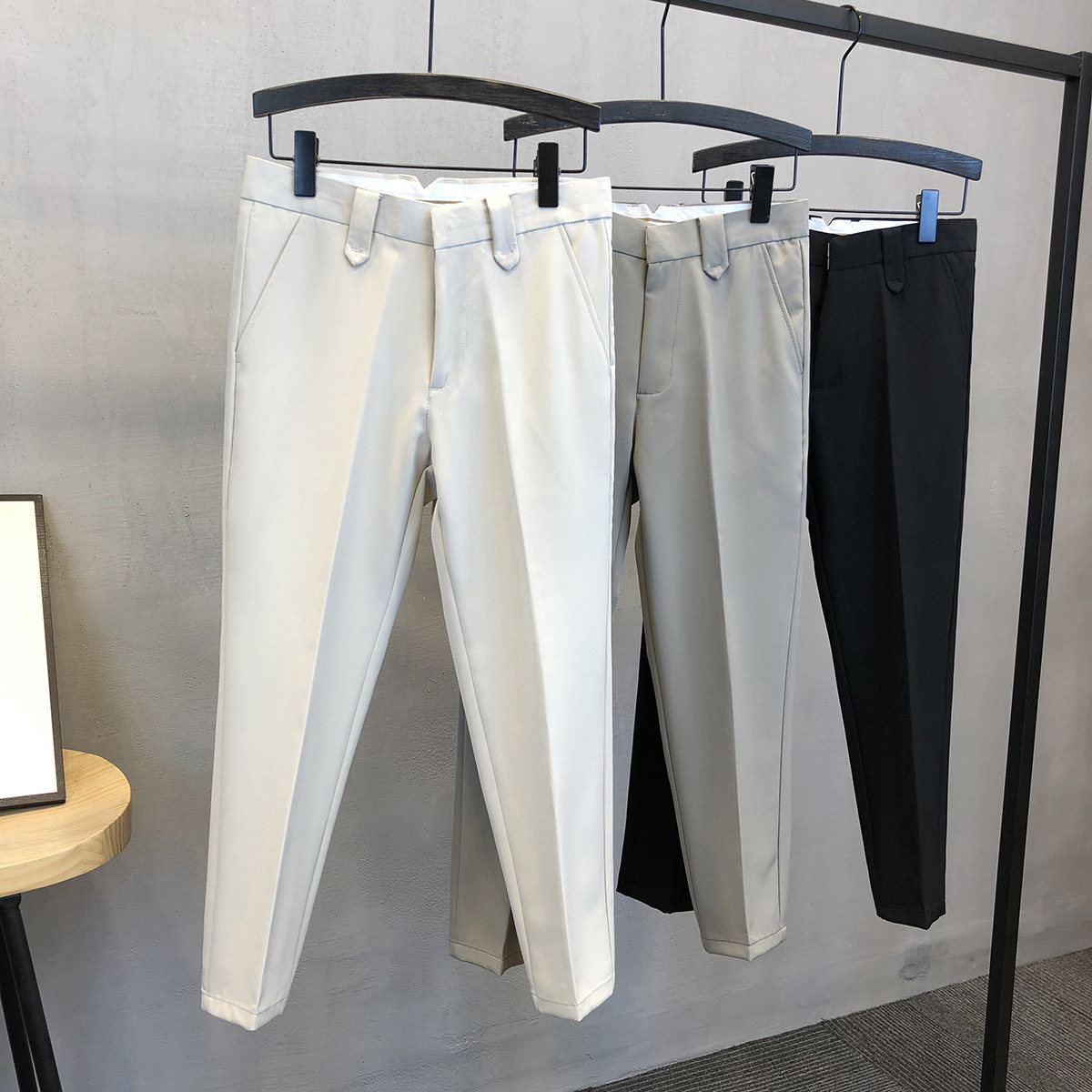 Light ripened wind male trousers Han version Pendant Feeling Small Western Pants Men Casual Pants Trendy 100 Hitch Youth Western Dress Pants 