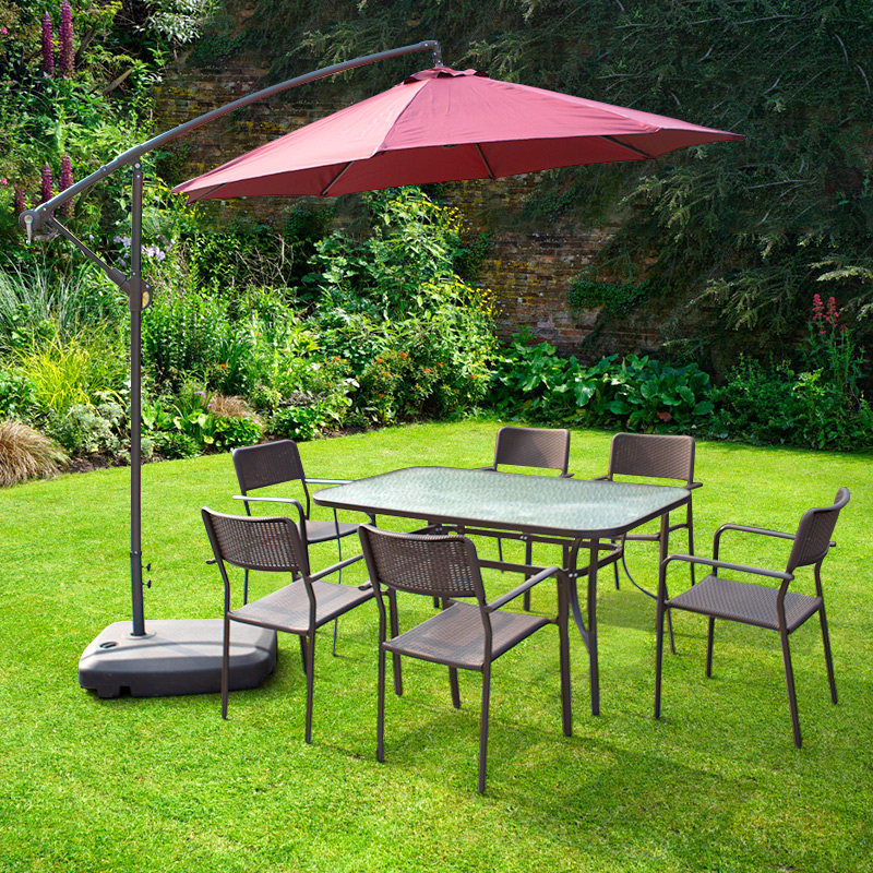 Outdoor Table And Chairs Patio Suit Waterproof Sunscreen Garden Open Air Casual Vines Furniture Milk Tea Shop With Umbrella Outside Pendulum