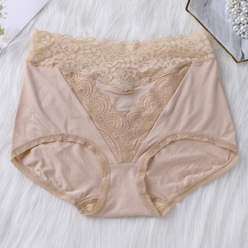 Lady Notuna Briefs Comfort Breathability Sensation Lace Pure Cotton Crotch Anti-bacterial Closets Hip High Waisted Waist Underpants Woman
