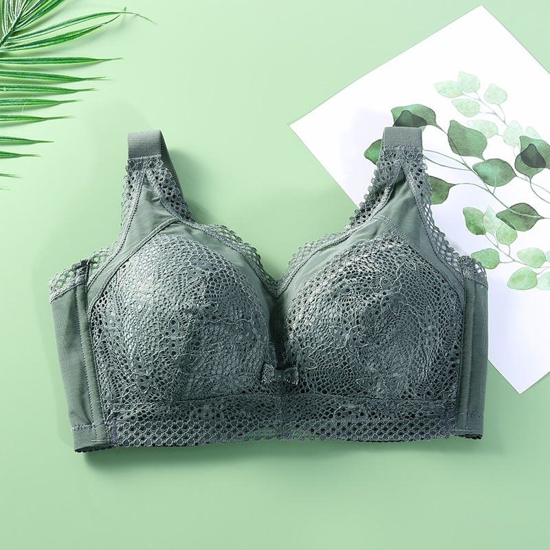 Anti-walking light full cup large chest display small underwear female closeted breast adjusting type underwear ultra-thin No sponge breathable bra