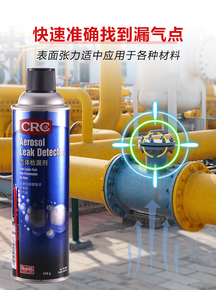 Агент ремонта шин 美国crc气体检测剂14503测燃气漏气高压管道裂缝泄漏泡沫轮胎安全