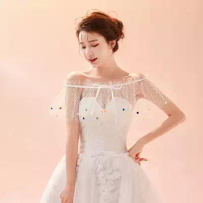 Bridal shawl shape shawl spring and summer thin section photo photography one-shoulder silk ball shoulder yarn