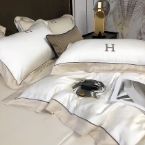 Spring Summer Import Raw Material 80 Bifacial Sky Silk Four Pieces White Palace Wind Embroidery Silk Sliding Naked Bed Bedding