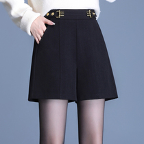 Big code black fur with wide leg shorts female outside wearing autumn and winter fat mm loose display slim a character beating bottom straight drum boot pants