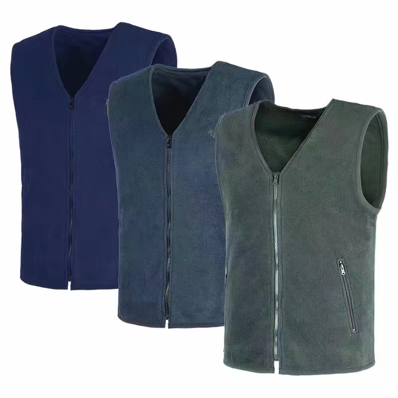 Autumn and winter velvet vest fleece cold protection warm zipper type warm vest shoulder dark blue velvet vest